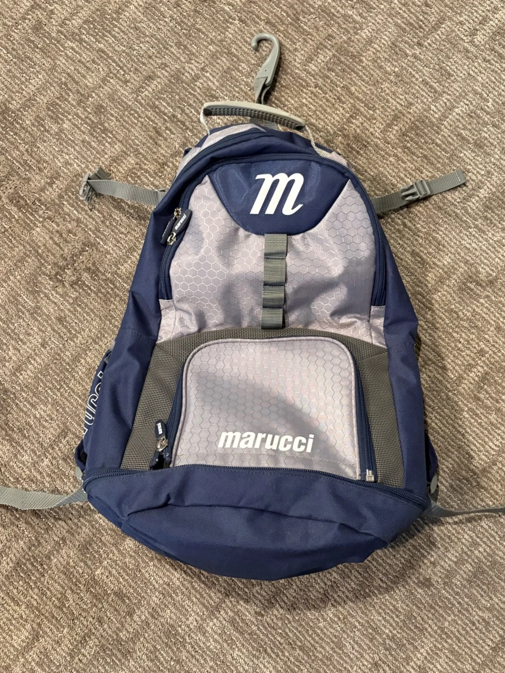 Marci Navy and Gray Baseball Backpack